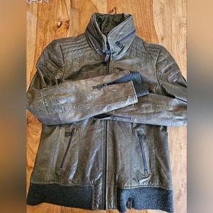 Rudsak Charcoal green leather coat
